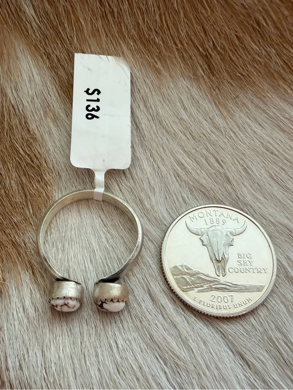 ❤️ Wild Horse Jasper Magnesite Sterling Silver Floater Ring Sz 9.5+ Adj Unisex